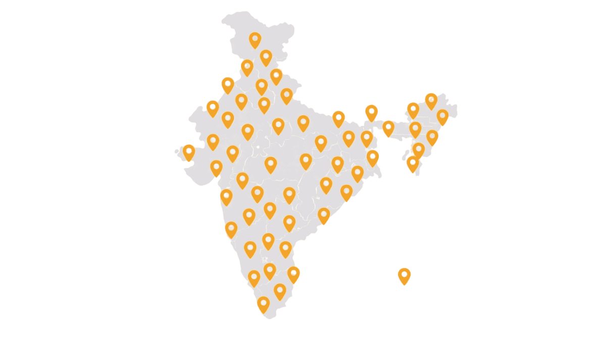 Map of India showing where Nitin Wire Group supplies fencing and mesh